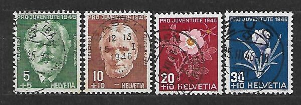 KWIATY SZWAJCARIA MI.465-468 KASOWANY