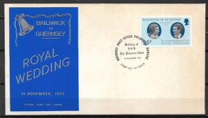 FDC ŚLUB KSIĘŻNICZKI ANNY GUERNSEY MI.88