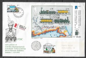 FDC STARE POCIĄGI FINLANDIA MI.BL.4 3
