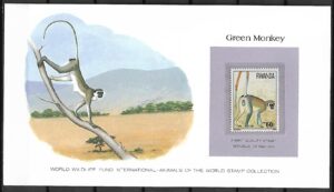 ZIELONA MAŁPA RWANDA KOLEKCJA ZWIERZĄT ŚWIATA NA KARCIE