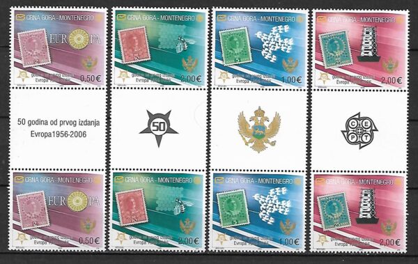 EUROPA CEPT CZARNOGÓRA  MI.108-111**Z PRZYWIESZKĄ