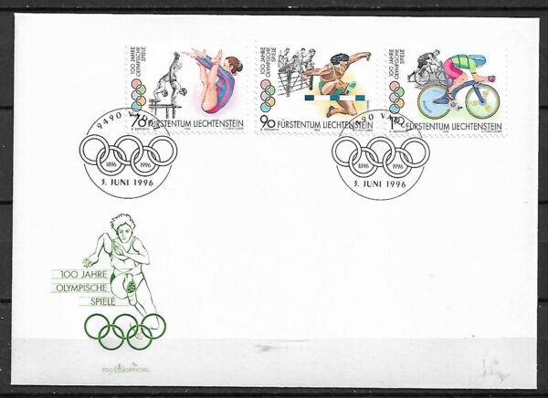 FDC OLIMPIADA LETNIA LIECHTENSTEIN MI.1129-1131