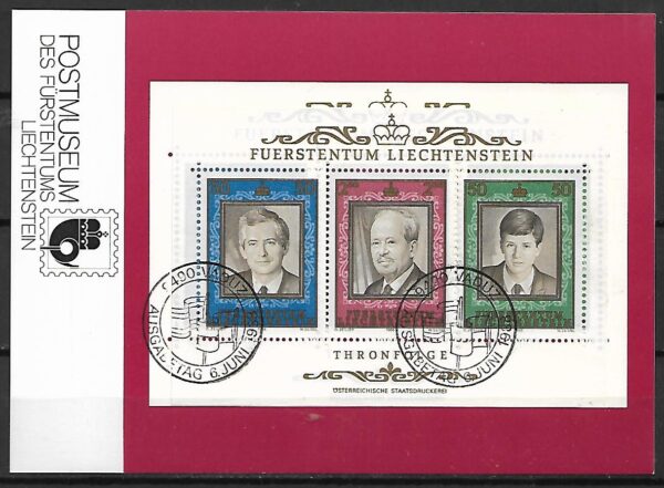 ŁAWNI LUDZIE LIECHTENSTEIN MI.BL.13 NA KARTACH MAXIMUM NR 1