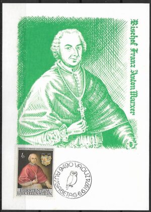 SŁAWNI LUDZIE LIECHTENSTEIN MI.613 NA KARCIE MAXIMUM