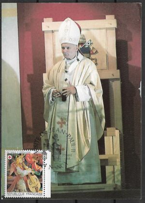 CZERWONY KRZYŻ  JAN PAWEŁ II FRANCJA MI.2523 NA KARCIE MAXIMUM