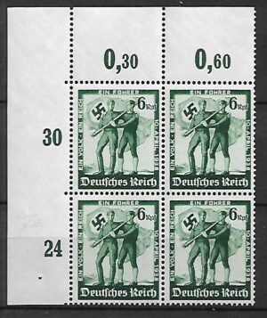 NIEMCY RZESZA MI.662**CZWÓRKA Z LEWYM GÓRNYM MARGINESEM