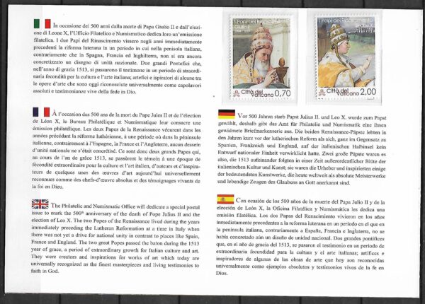 PAPIEŻ JULIUSZ II WATYKAN MI.1782-1783**i FDC W KARNECIE - obrazek 2