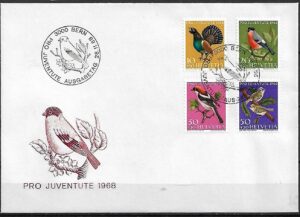 FDC PTAKI SZWAJCARIA MI.891-894 KASOWANY