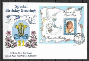 FDC KSIĘŻNA DIANA Z KSIĘCIEM WILIAMEM WYSPA MAN MI.BL.6