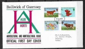 FDC ROLNICTWO LOKALNE GUERNSEY MI.31-34