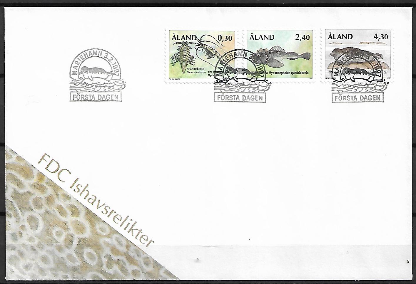 FDC RELIKTY OCEANU ARKTYCZNEGO ALAND MI.124-126