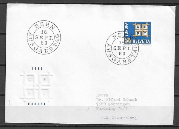 EUROPA CEPT SZWAJCARIA MI.781 FDC