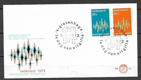 EUROPA CEPT HOLANDIA MI.987-988 FDC