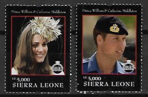 KATE I WILLIAM PARA KSIĄŻĘCA SIERRA LEONE MI.5464-5465**