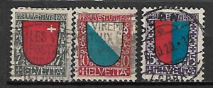 HERBY SZWAJCARIA MI.153-155 KASOWANY