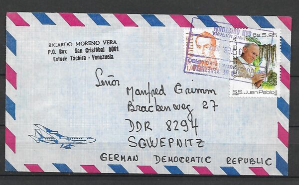 JAN PAWEŁ II ZNACZEK NA KOPERCIE Z WENEZUELI DO DDR