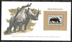 CZARNY NOSOROŻEC KONGO KOLEKCJA ZWIERZĄT ŚWIATA NA KARCIE