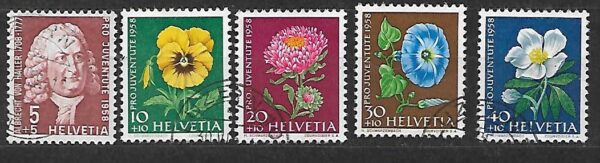 KWIATY SZWAJCARIA MI.663-667 KASOWANA
