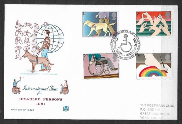 FDC INWALIDZI ANGLIA MI.871-874 NR1