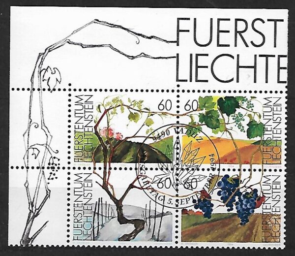 WINOROŚLA LIECHTENSTEIN MI.1089-1092 KASOWANY