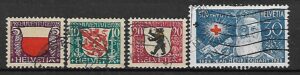 HERBY SZWAJCARIA MI.229-232 KASOWANY