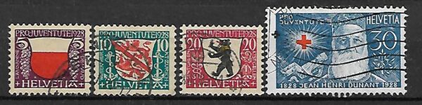 HERBY SZWAJCARIA MI.229-232 KASOWANY