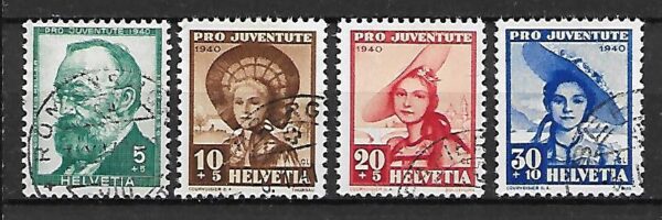 STROJE LUDOWE SZWAJCARIA MI.373-376 KASOWANY