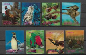 PTAKI BHUTAN MI.297-304**TRÓJWYMIAROWE