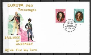 FDC EUROPA WAŻNE OSOBOWOŚCI GUERNSEY MI.204-205