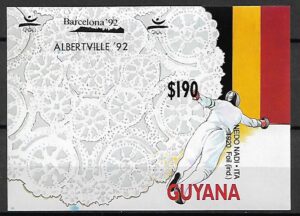 OLIMPIADA LETNIA SZERMIERKA GUYANA MI.BL.195**CIĘTY