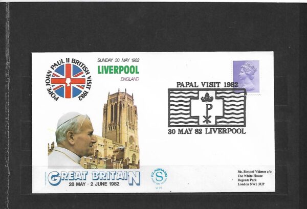 WIZYTA JANA PAWŁA II ANGLIA-LIVERPOOL KOPERTA