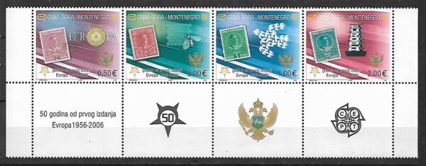 EUROPA CEPT CZARNOGÓRA  MI.108-111**PASEK Z PRZYWIESZKAMI