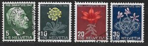 KWIATY SZWAJCARIA MI.488-491 KASOWANA