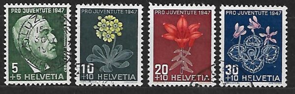 KWIATY SZWAJCARIA MI.488-491 KASOWANA