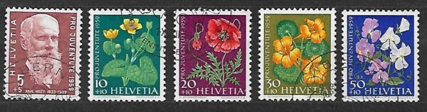 KWIATY SZWAJCARIA MI.687-691 KASOWANA