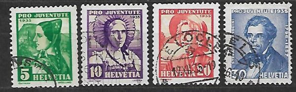 STROJE LUDOWE SZAWAJCARIA MI.287-290 KASOWANA
