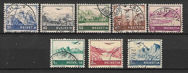 LOTNICTWO SZWAJCARIA MI.387-394  KASOWANA