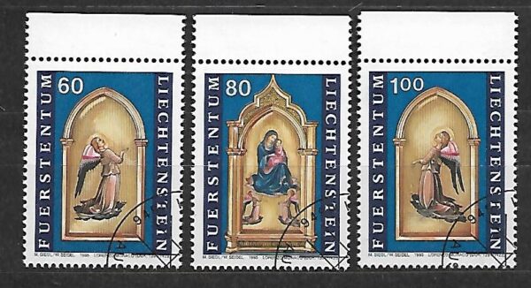 BOŻE NARODZENIE LIECHTENSTEIN MI.1120-1122 KASOWANY