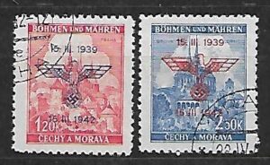 OKUPACJA NIEMIECKA CZECHY I MORAWY MI.83-84 KASOWANY
