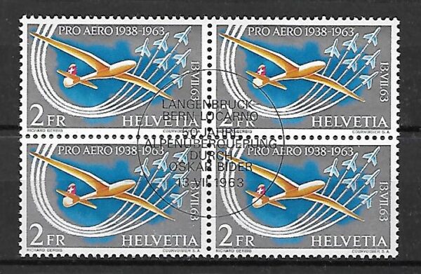 SAMOLOT SZWAJCARIA MI.780  4-BLOK KASOWANY