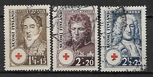 CZERWONY KRZYŻ FINLANDIA MI.194-196 KASOWANY
