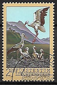 BOCIANY LIECHTENSTEIN MI.1325 KASOWANY