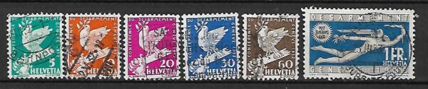POCZTA LOTNICZA SZWAJCARIA MI.250-255 KASOWANY