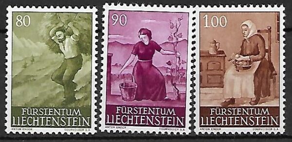 MOTYWY LUDOWE LIECHTENSTEIN MI.411-413**