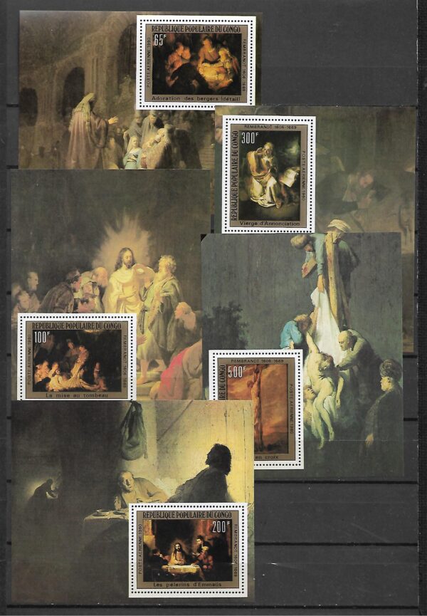 REMBRANDT KONGO MI.BL.744-748**WYDANIE MINISTERIALNE
