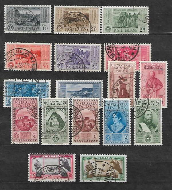 ROCZNICA  ŚMIERCI GIUSEPPE GARIBALDIEGO WŁOCHY MI.391-407 KATALOG MICHEL 440 EURO