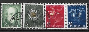 KWIATY SZWAJCARIA MI.424-427 KASOWANY
