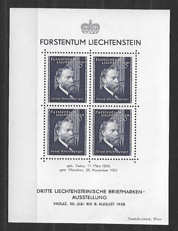 KOMPOZYTOR LIECHTENSTEIN MI.BL.3**KATALOG MICHEL 100 EURO