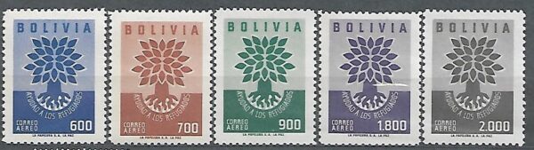 DZIEŃ UCHODŹCY BOLIWIA MI.611-615**LOTNICZE