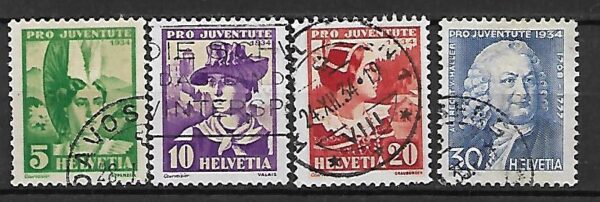 STROJE LUDOWE  SZWAJCARIA MI.281-284 KASOWANY